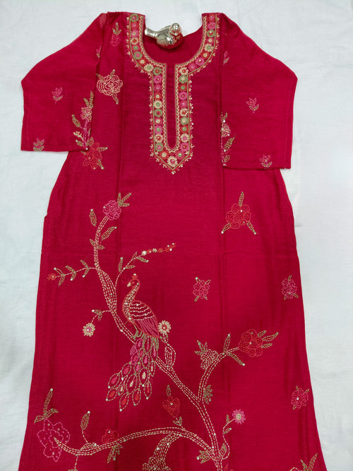 MULCHADERI COTTON FEEL KURTI WITH PURE RESSAM HANDWORK