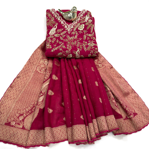 PURE ZARDOJI WITH BIRD WORK