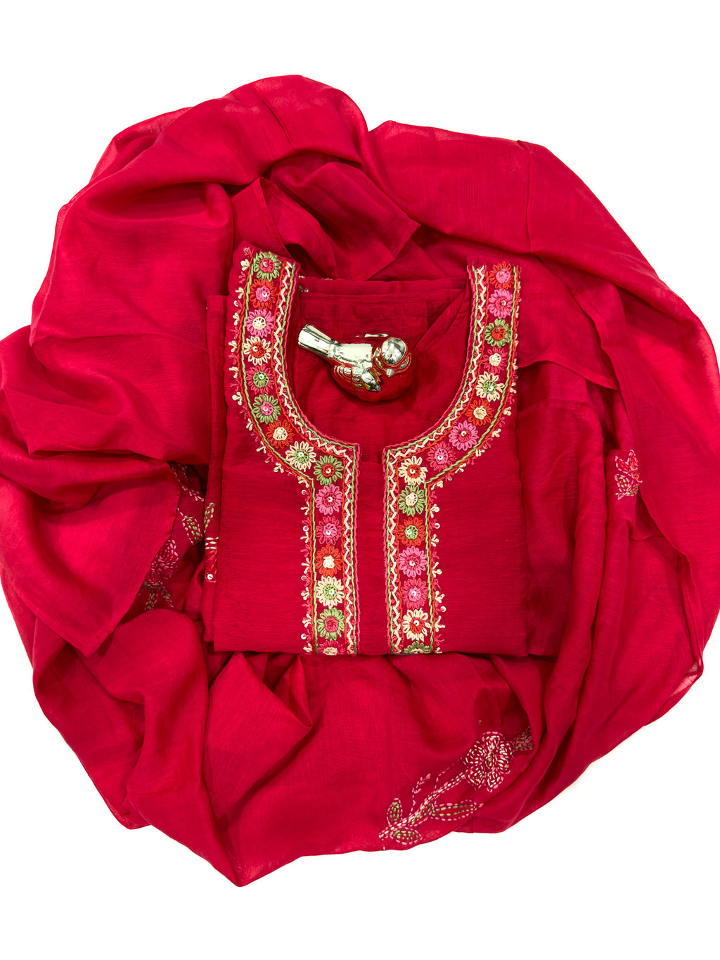 MULCHADERI COTTON FEEL KURTI WITH PURE RESSAM HANDWORK